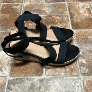 Girl’s Black Espadrille Wedge Sandals